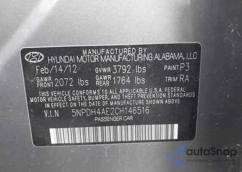 2012 Hyundai Elantra Gls из США, поврежденный, VIN 5NPDH4AE2CH146516